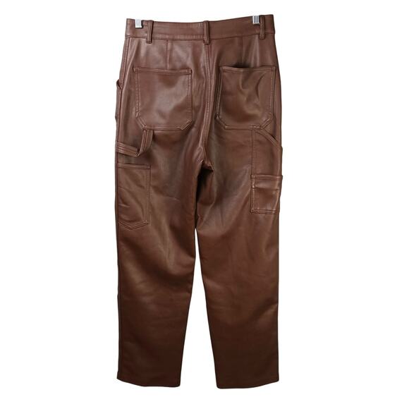 Wilfred Free SZ 4 Brown Faux Leather Utility Painter Style Pants - Picture 4 of 6